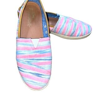 Toms pink striped loafers size 11